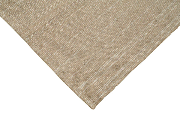 Vintage Flatweave Kahverengi Eskitme Pamuk Yün El Dokuma Halısı 212x326 Agacan