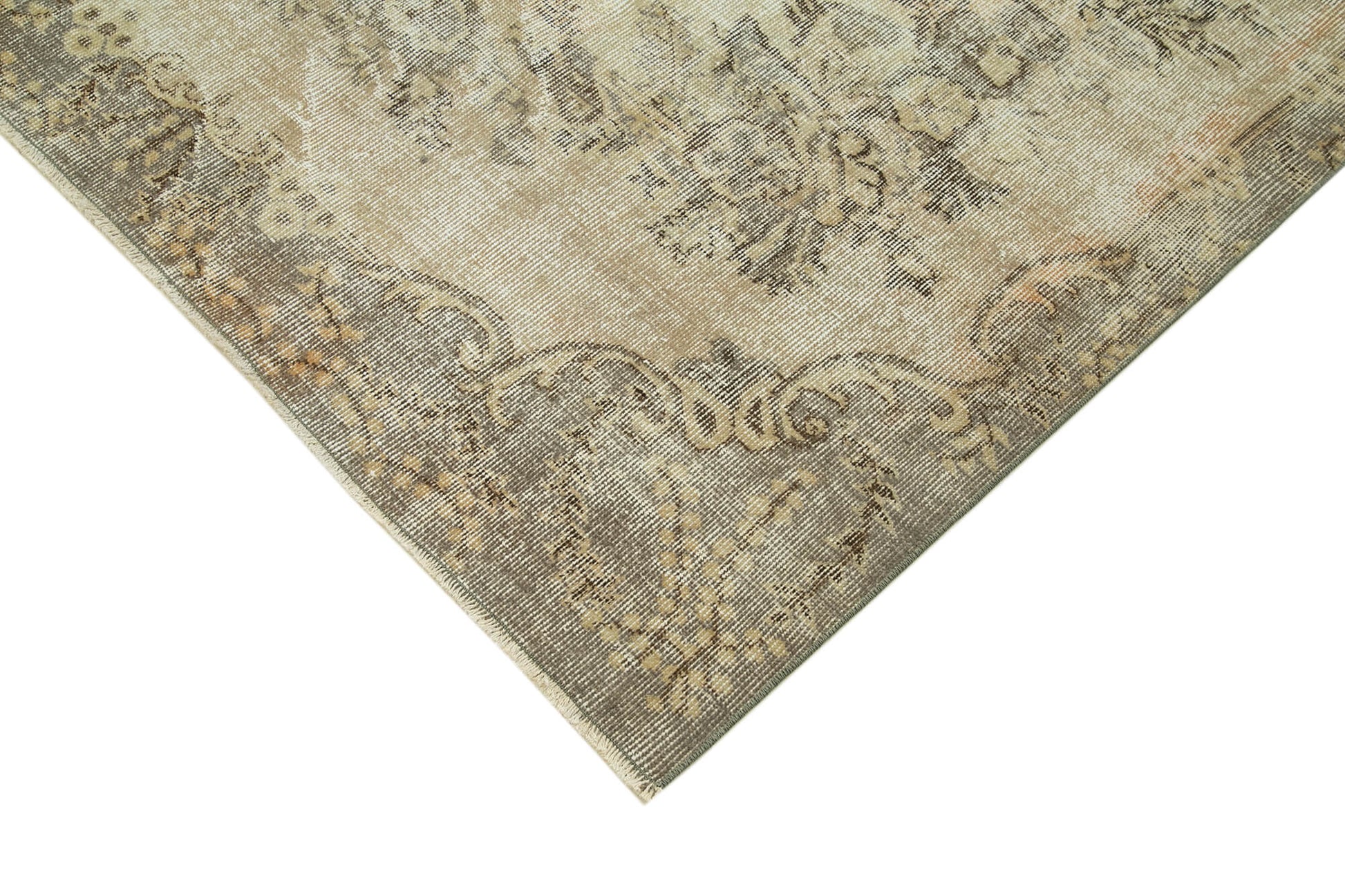 Vintage Bej Eskitme Pamuk Yün El Dokuma Halısı 160x264 Agacan