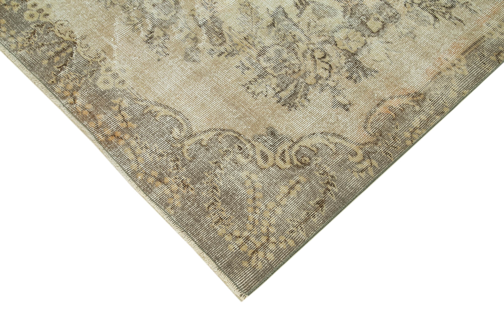 Vintage Bej Eskitme Pamuk Yün El Dokuma Halısı 160x264 Agacan