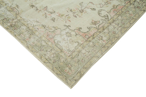 Vintage Bej Eskitme Pamuk Yün El Dokuma Halısı 170x295 Agacan