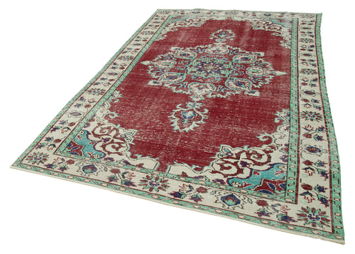 Vintage Bej Eskitme Pamuk Yün El Dokuma Halısı 190x291 Agacan