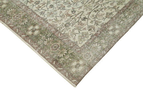 Vintage Bej Eskitme Pamuk Yün El Dokuma Halısı 165x273 Agacan