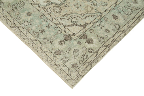 Vintage Bej Eskitme Pamuk Yün El Dokuma Halısı 201x305 Agacan