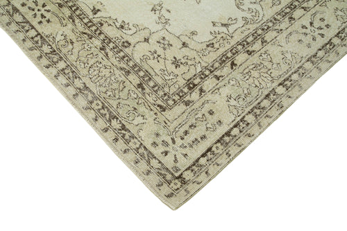 Vintage Bej Eskitme Pamuk Yün El Dokuma Halısı 202x311 Agacan