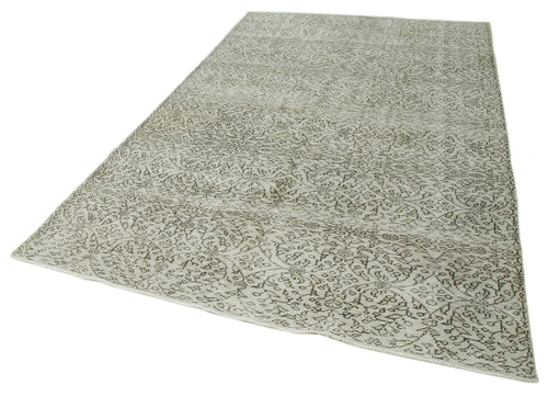 Vintage Bej Eskitme Pamuk Yün El Dokuma Halısı 191x293 Agacan