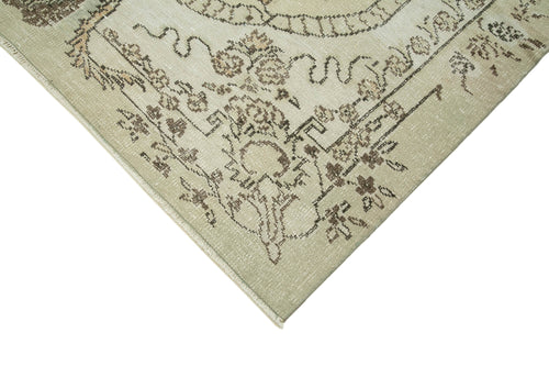 Vintage Bej Eskitme Pamuk Yün El Dokuma Halısı 194x295 Agacan