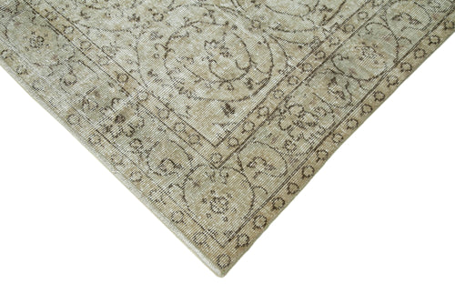 Vintage Bej Eskitme Pamuk Yün El Dokuma Halısı 201x302 Agacan