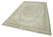 Vintage Bej Eskitme Pamuk Yün El Dokuma Halısı 189x307 Agacan