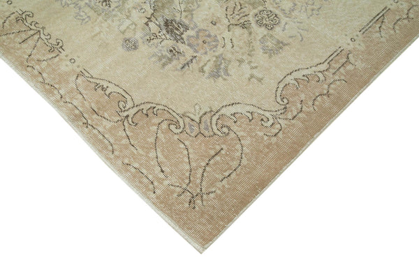 Vintage Bej Eskitme Pamuk Yün El Dokuma Halısı 183x292 Agacan