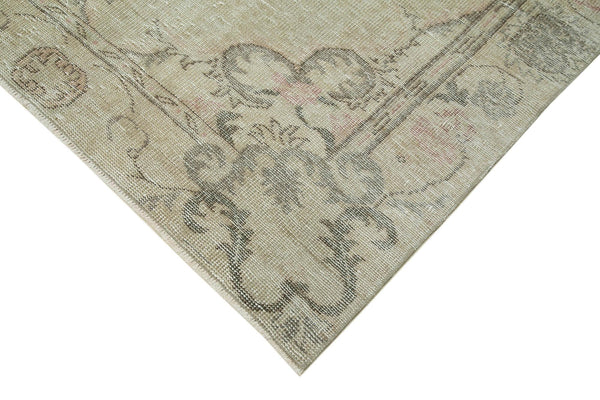 Vintage Bej Eskitme Pamuk Yün El Dokuma Halısı 155x273 Agacan