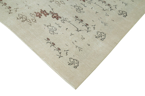 Vintage Bej Eskitme Pamuk Yün El Dokuma Halısı 167x261 Agacan