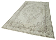 Vintage Bej Eskitme Pamuk Yün El Dokuma Halısı 192x316 Agacan