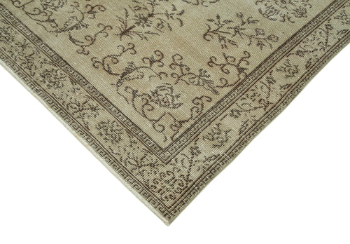 Vintage Bej Eskitme Pamuk Yün El Dokuma Halısı 140x275 Agacan