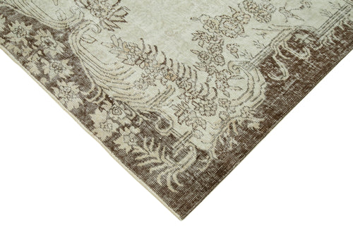 Vintage Bej Eskitme Pamuk Yün El Dokuma Halısı 167x243 Agacan