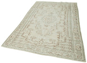 Vintage Bej Eskitme Pamuk Yün El Dokuma Halısı 163x267 Agacan