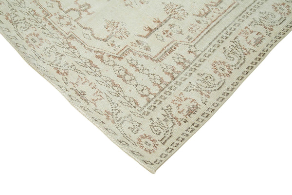 Vintage Bej Eskitme Pamuk Yün El Dokuma Halısı 163x267 Agacan
