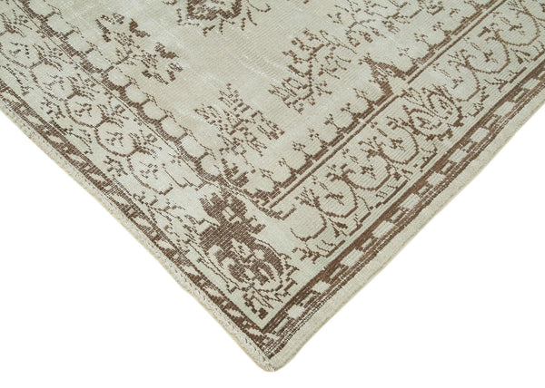 Vintage Bej Eskitme Pamuk Yün El Dokuma Halısı 156x248 Agacan