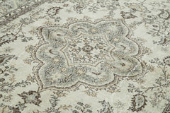 Vintage Bej Eskitme Pamuk Yün El Dokuma Halısı 208x315 Agacan