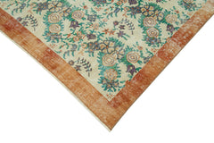 Vintage Bej Eskitme Pamuk Yün El Dokuma Halısı 212x316 Agacan