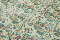 Vintage Bej Eskitme Pamuk Yün El Dokuma Halısı 212x316 Agacan