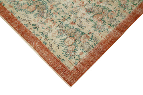 Vintage Bej Eskitme Pamuk Yün El Dokuma Halısı 213x328 Agacan