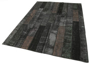 Kırk Yama Siyah Patchwork Pamuk Yün El Dokuma Halısı 171x243 Agacan