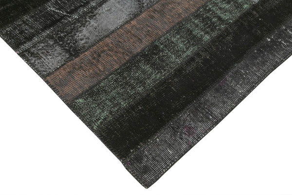 Kırk Yama Siyah Patchwork Pamuk Yün El Dokuma Halısı 171x243 Agacan
