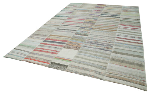 Kırk Yama Bej Patchwork Pamuk Yün El Dokuma Halısı 285x410 Agacan