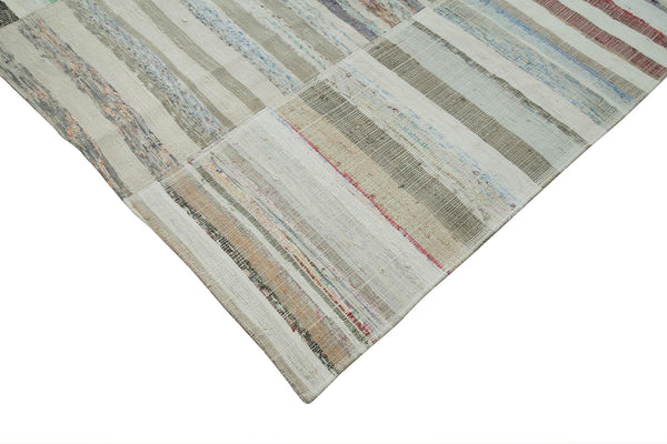 Kırk Yama Bej Patchwork Pamuk Yün El Dokuma Halısı 285x410 Agacan