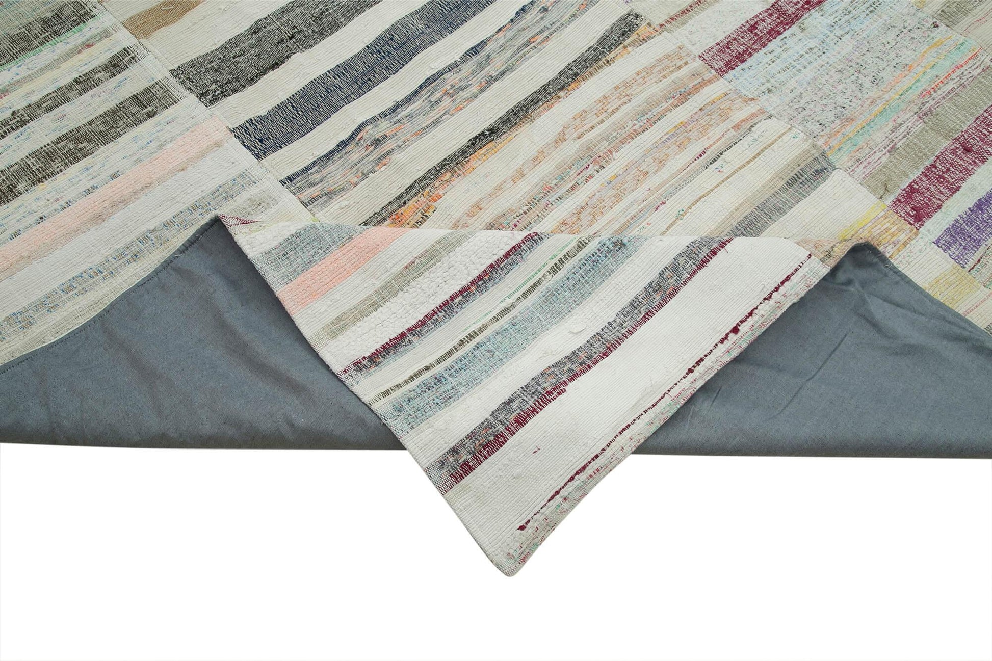 Kırk Yama Bej Patchwork Pamuk Yün El Dokuma Halısı 285x410 Agacan