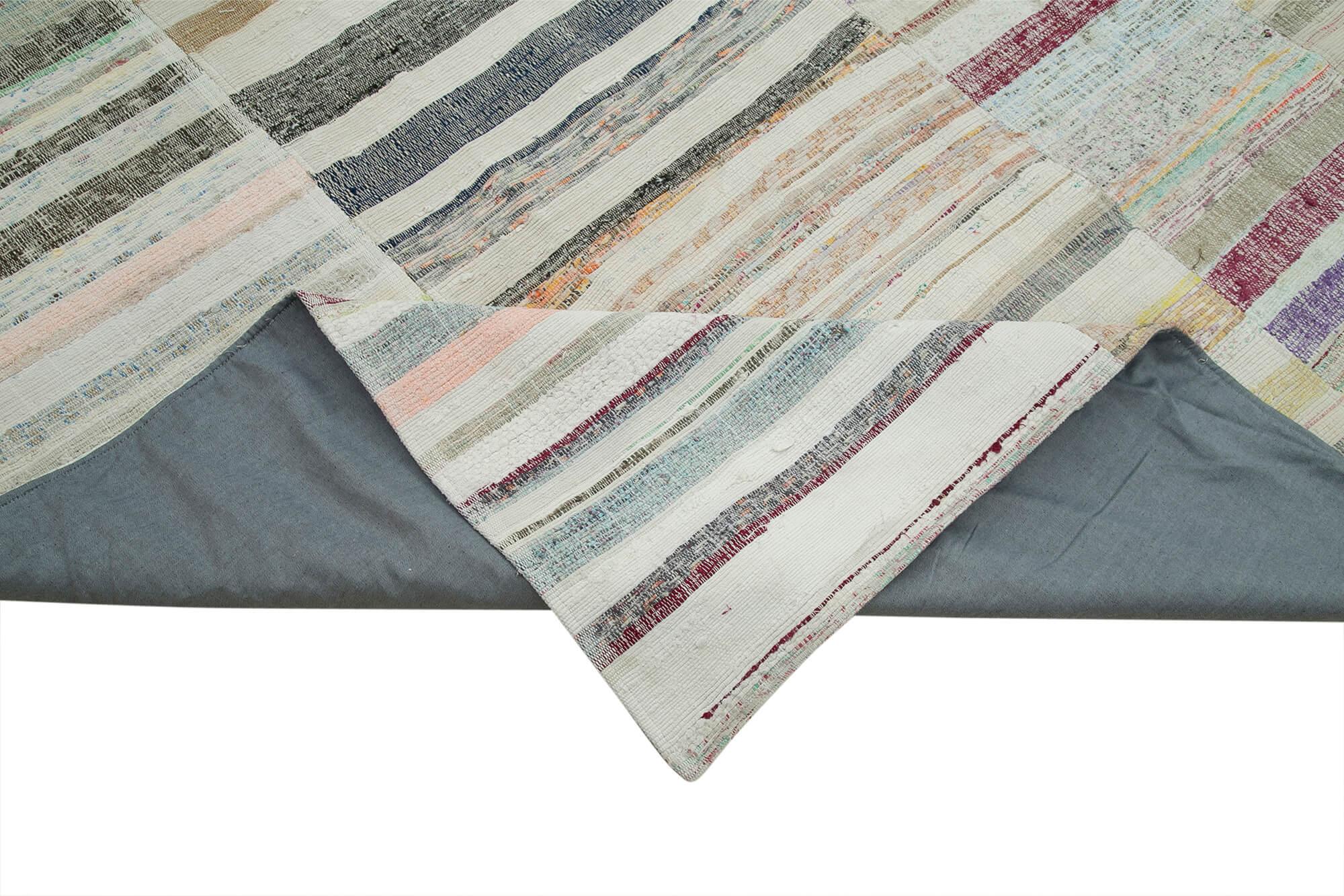 Kırk Yama Bej Patchwork Pamuk Yün El Dokuma Halısı 285x410 Agacan