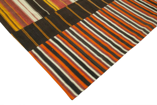 Kırk Yama Kahverengi Patchwork Pamuk Yün El Dokuma Halısı 312x408 Agacan