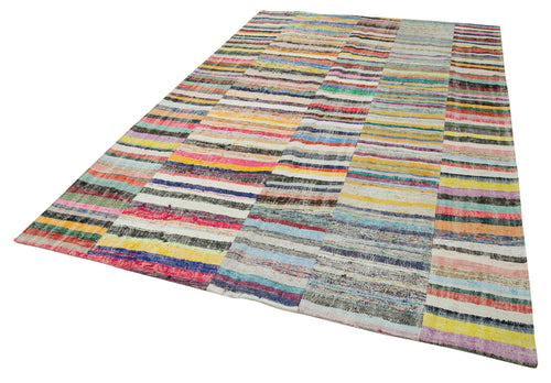 Kırk Yama Gri Patchwork Pamuk Yün El Dokuma Halısı 200x310 Agacan