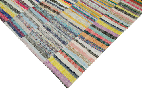 Kırk Yama Gri Patchwork Pamuk Yün El Dokuma Halısı 200x310 Agacan