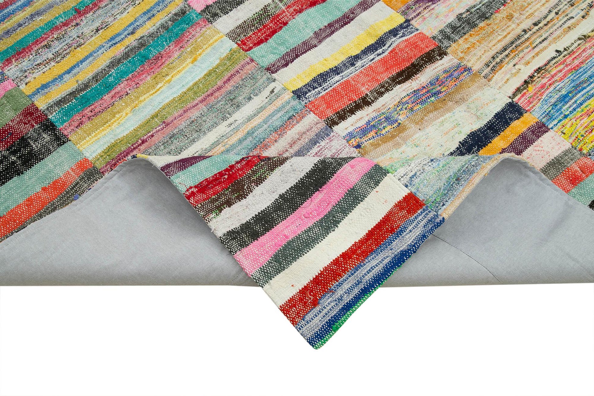 Kırk Yama Gri Patchwork Pamuk Yün El Dokuma Halısı 200x310 Agacan