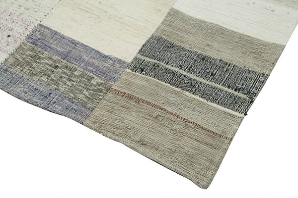 Kırk Yama Bej Patchwork Pamuk Yün El Dokuma Halısı 170x260 Agacan