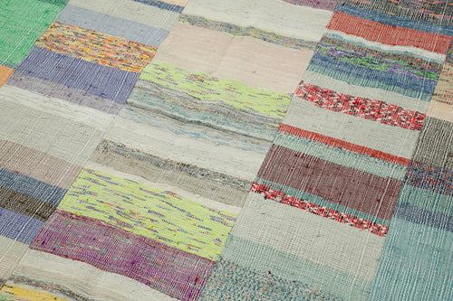 Kırk Yama Gri Patchwork Pamuk Yün El Dokuma Halısı 158x260 Agacan