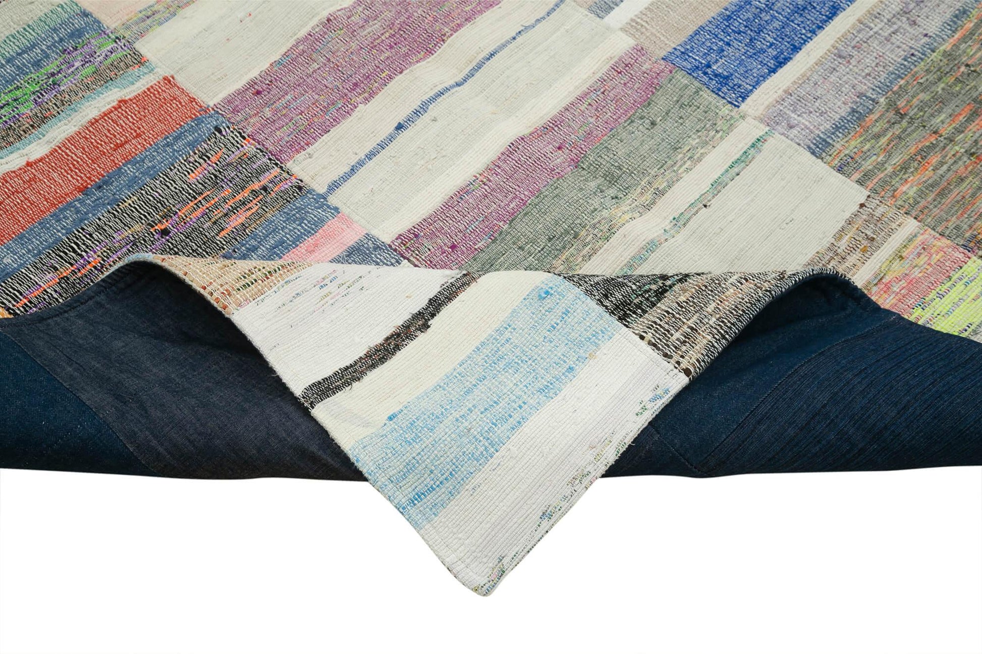 Kırk Yama Gri Patchwork Pamuk Yün El Dokuma Halısı 158x260 Agacan
