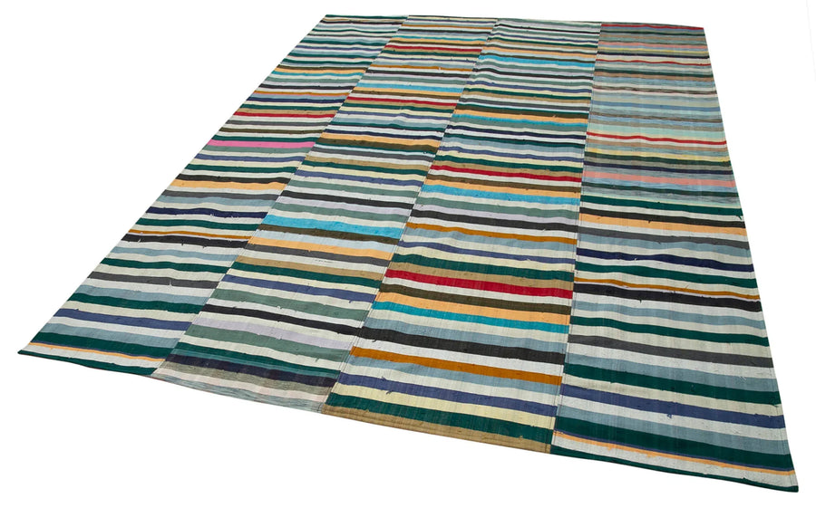 Kırk Yama Gri Patchwork Pamuk Yün El Dokuma Halısı 220x308 Agacan