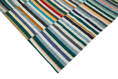 Kırk Yama Gri Patchwork Pamuk Yün El Dokuma Halısı 220x308 Agacan