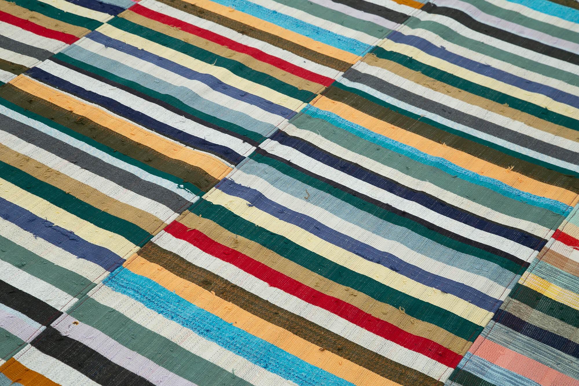 Kırk Yama Gri Patchwork Pamuk Yün El Dokuma Halısı 220x308 Agacan