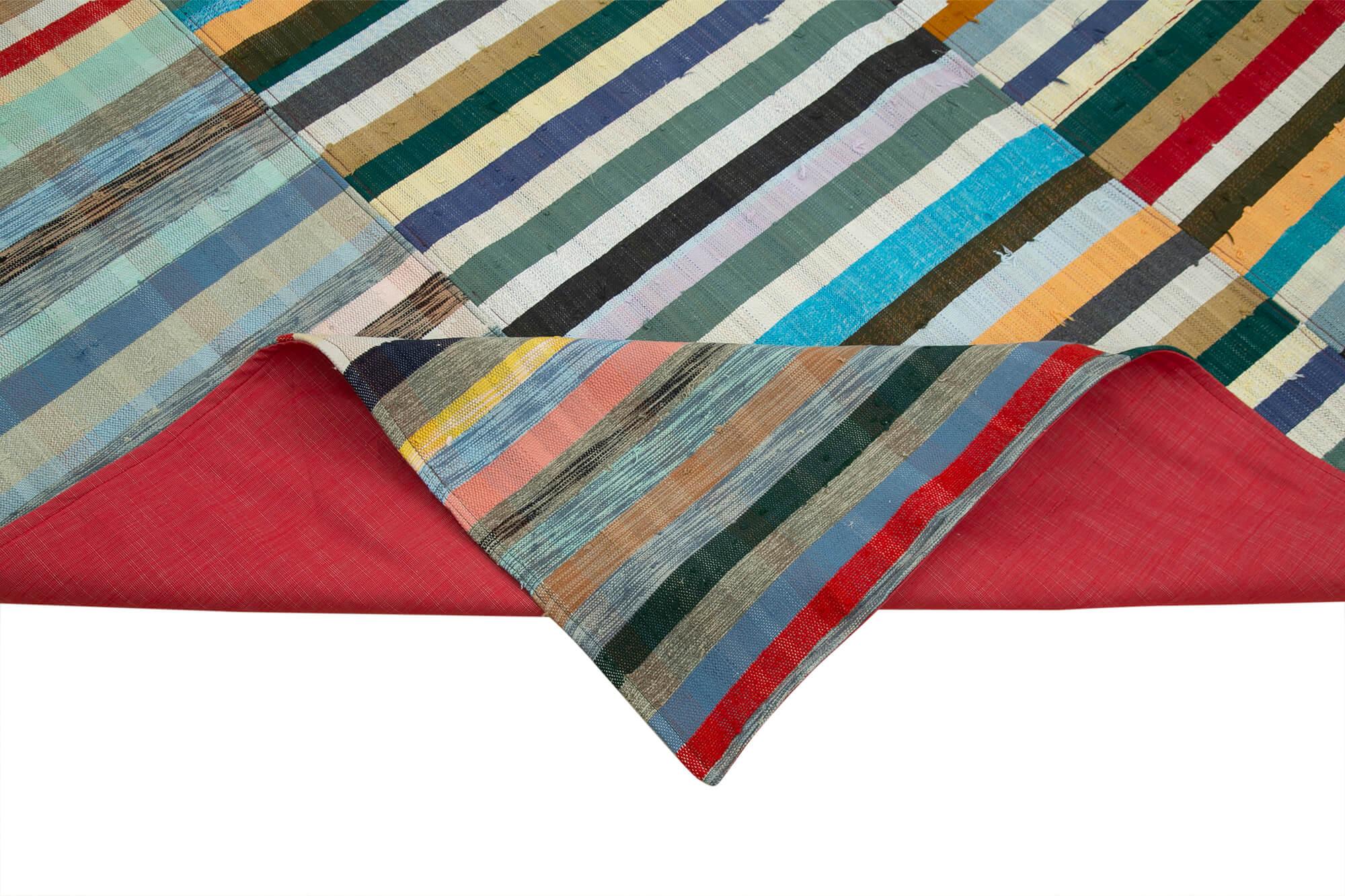 Kırk Yama Gri Patchwork Pamuk Yün El Dokuma Halısı 220x308 Agacan