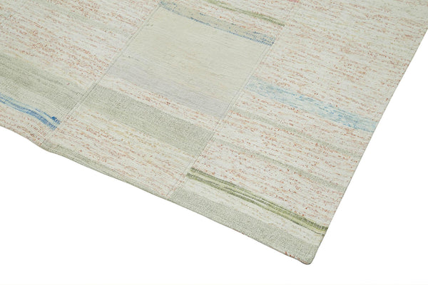 Kırk Yama Bej Patchwork Pamuk Yün El Dokuma Halısı 130x210 Agacan