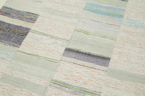 Kırk Yama Bej Patchwork Pamuk Yün El Dokuma Halısı 130x210 Agacan