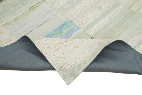Kırk Yama Bej Patchwork Pamuk Yün El Dokuma Halısı 130x210 Agacan