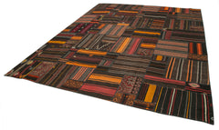 Striped Kilim Beyaz Çizgili Keçi Tüyü El Dokuma Halısı 331x410 Agacan