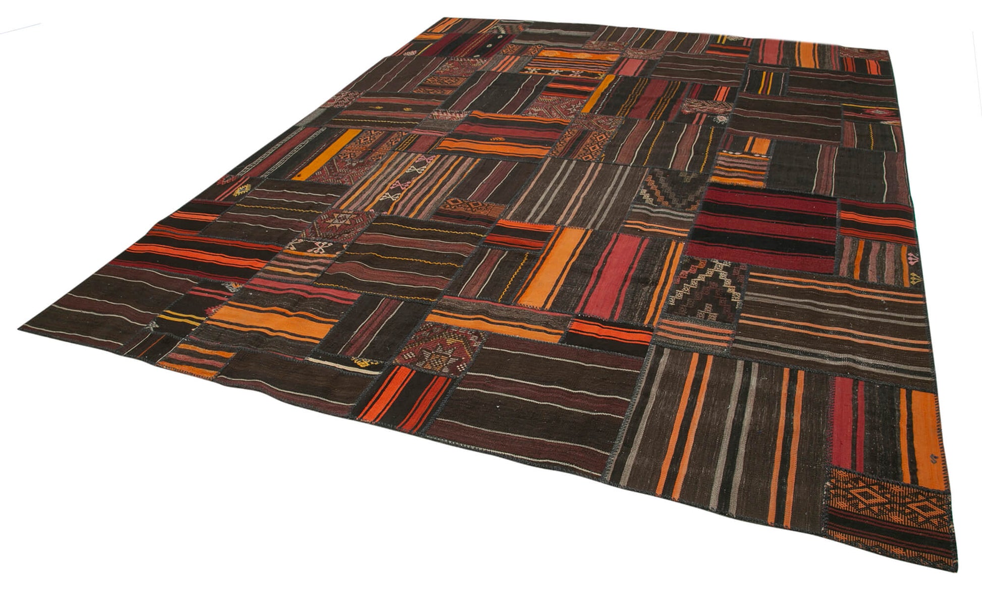 Striped Kilim Beyaz Çizgili Keçi Tüyü El Dokuma Halısı 330x415 Agacan