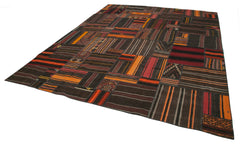 Striped Kilim Beyaz Çizgili Keçi Tüyü El Dokuma Halısı 330x415 Agacan