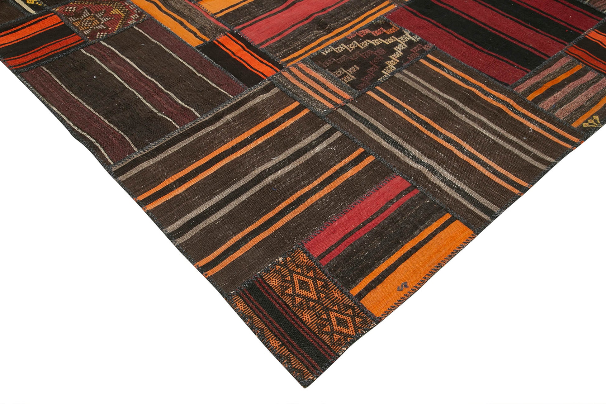 Striped Kilim Beyaz Çizgili Keçi Tüyü El Dokuma Halısı 330x415 Agacan