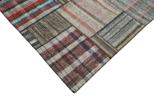 Kırk Yama Gri Patchwork Pamuk Yün El Dokuma Halısı 330x410 Agacan
